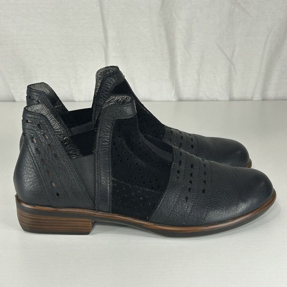 NAOT Women's 37‎ 6.5 US Rivotra Chelsea Ankle Boots Suede Leather Cut Outs Black